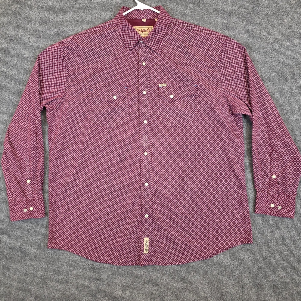 Rafter C Button Down Shirt Mens XXL Burgundy Geometric Pro Flex 45 Performance